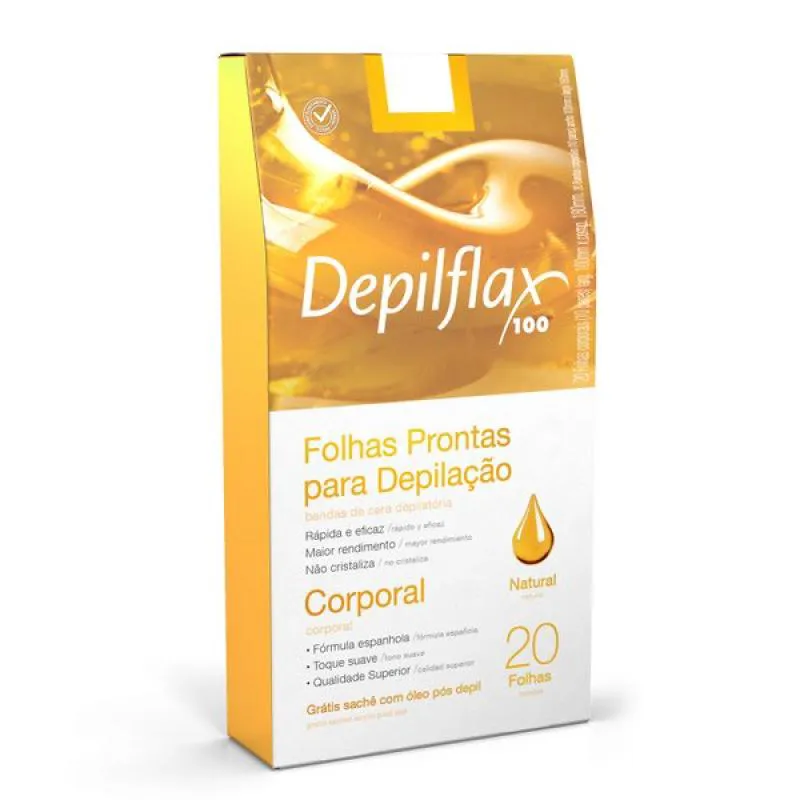 DEPILFLAX FOLHAS PRONTAS DEPILAçãO CORPORAL C/ 20 - NATURAL