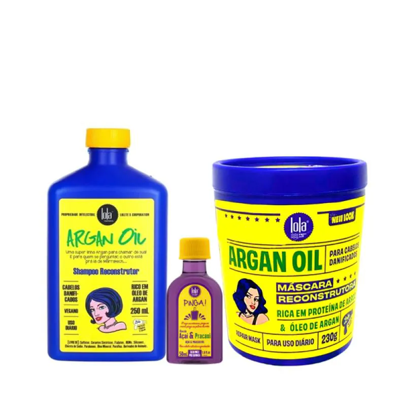 KIT ARGAN OIL SH 250ML + MASC 230ML + PINGA! ÓLEO AçAí E PRACAXI 50ML