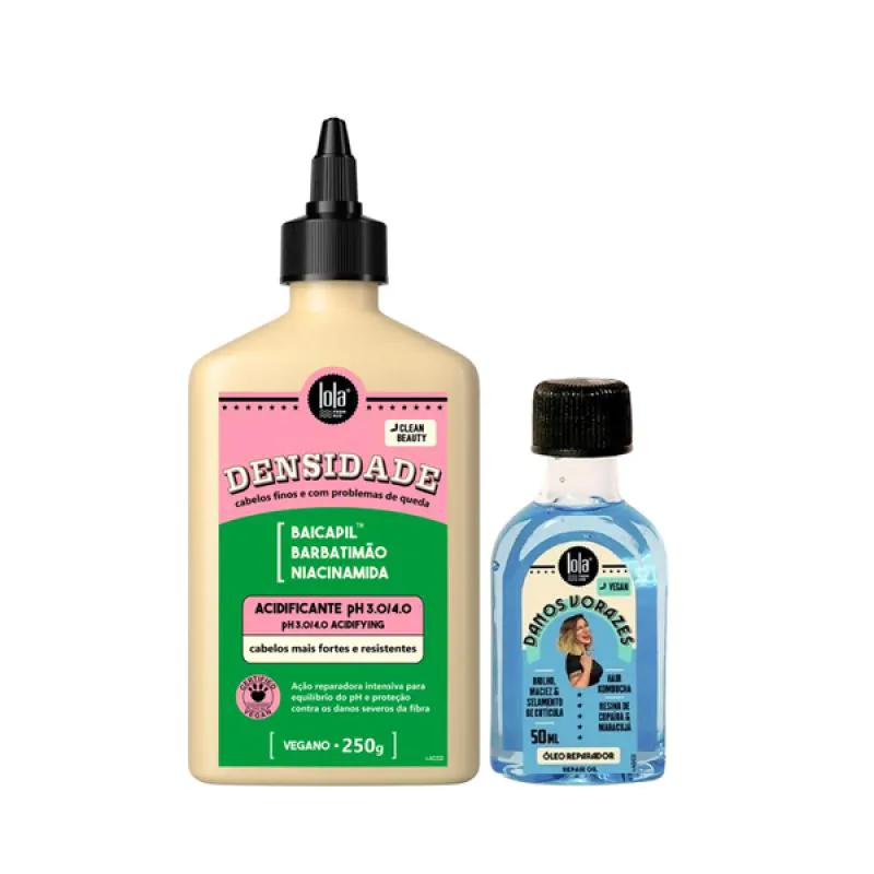 KIT LOLA DENSIDADE ACIDIFICANTE 250ML + DANOS VORAZES ÓLEO REPARADOR 50ML