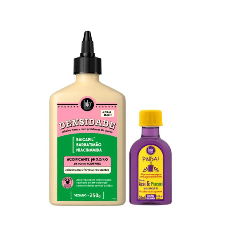 KIT LOLA DENSIDADE ACIDIFICANTE 250ML + PINGA! ÓLEO AçAí E PRACAXI 50ML