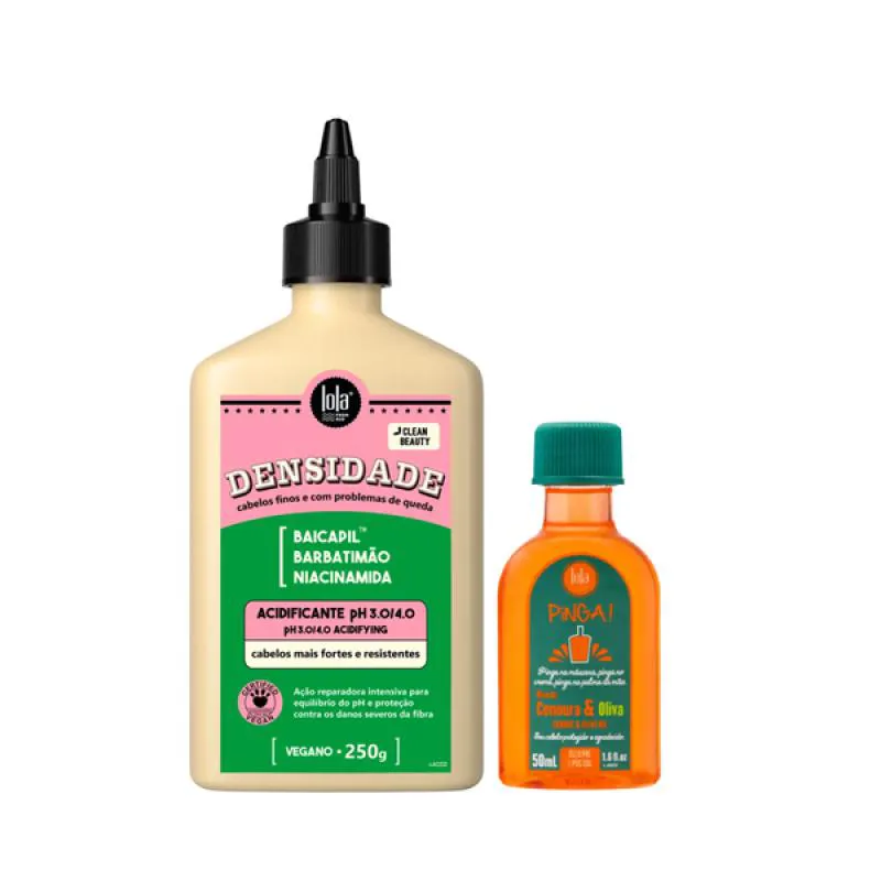 KIT LOLA DENSIDADE ACIDIFICANTE 250ML + PINGA! ÓLEO CENOURA E OLIVA 50ML