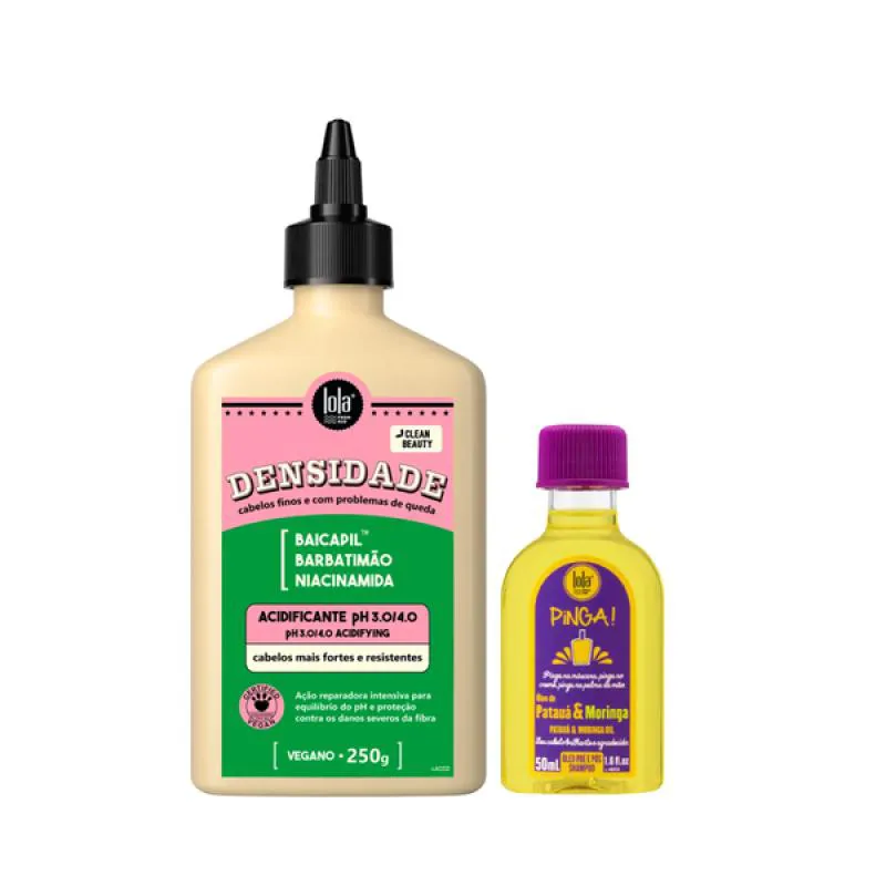 KIT LOLA DENSIDADE ACIDIFICANTE 250ML + PINGA! ÓLEO PATAúA E MORINGA 50ML