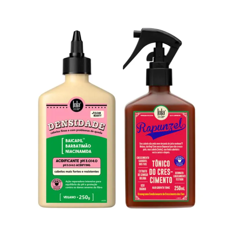 KIT LOLA DENSIDADE ACIDIFICANTE 250ML + RAPUNZEL TONICO DE CRESCIMENTO 250ML