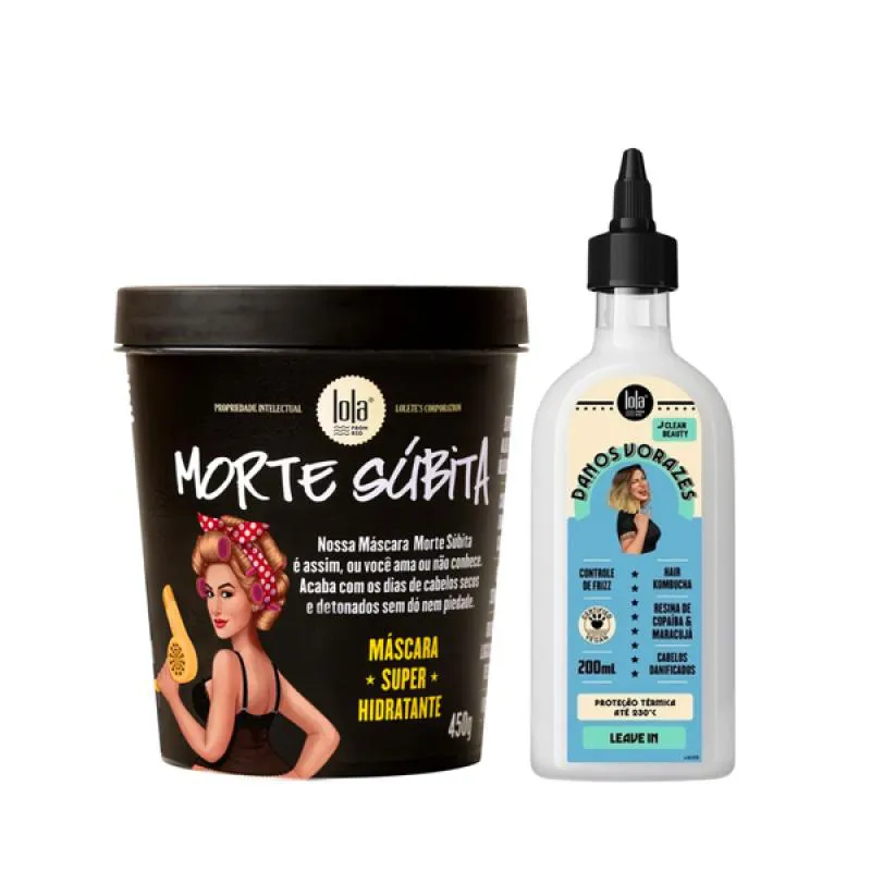 KIT LOLA MORTE SUBITA MASC 450ML + DANOS VORAZES LEAVE-IN FINALIZADOR 200ML