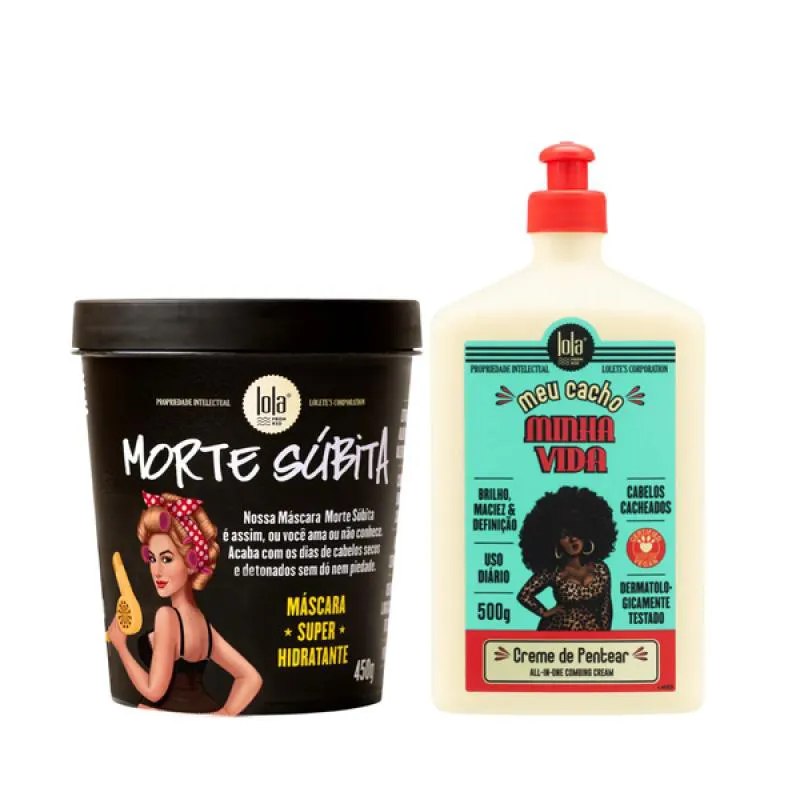 KIT LOLA MORTE SUBITA MASC 450ML + MEU CACHO CREME PARA PENTEAR 500ML