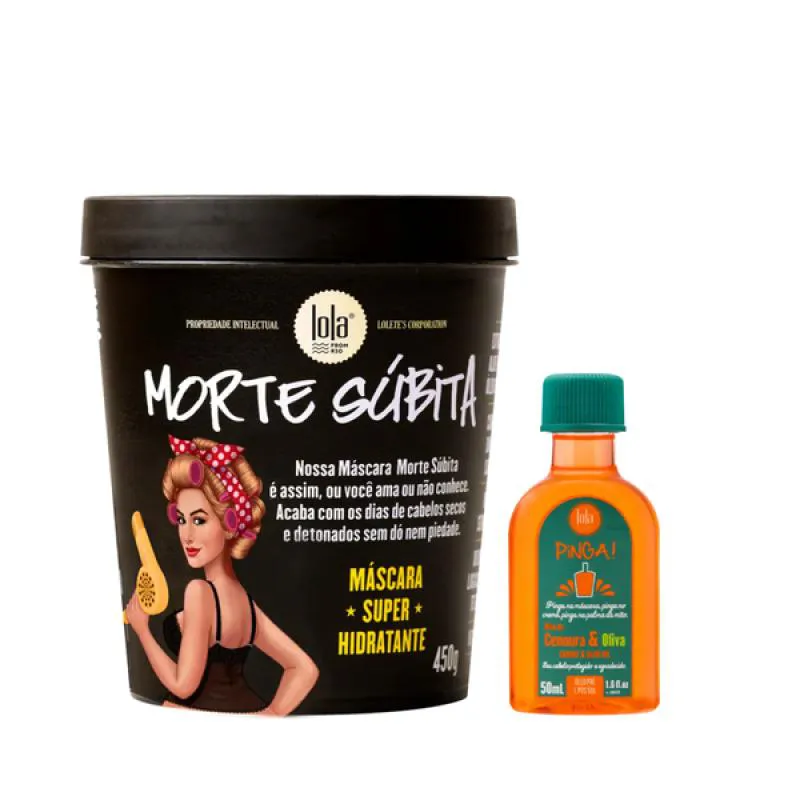 KIT LOLA MORTE SUBITA MASC 450ML + PINGA! ÓLEO CENOURA E OLIVA 50ML
