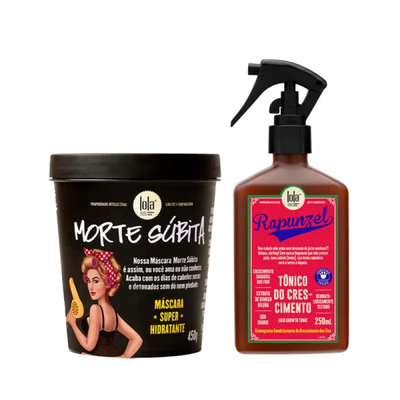 KIT LOLA MORTE SUBITA MASC 450ML + RAPUNZEL TONICO DE CRESCIMENTO 250ML