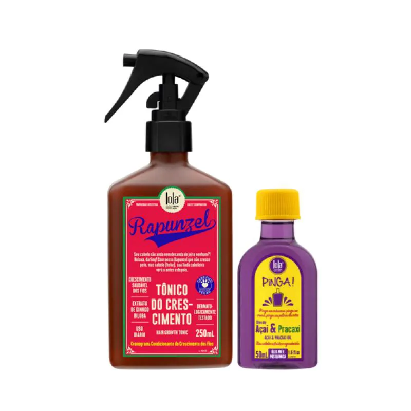 KIT LOLA RAPUNZEL TONICO DE CRESCIMENTO 250ML + PINGA! ÓLEO AçAí E PRACAXI 50ML