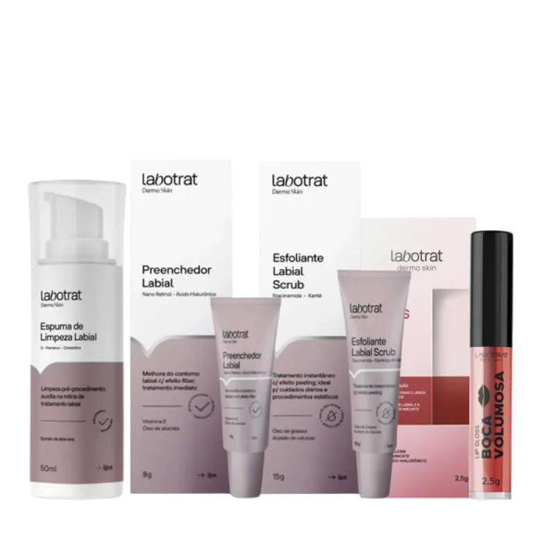 LABOTRAT ESPUMA LIMPEZA + PREENCHEDOR + ESFOLIANTE+ LIPGLOSS