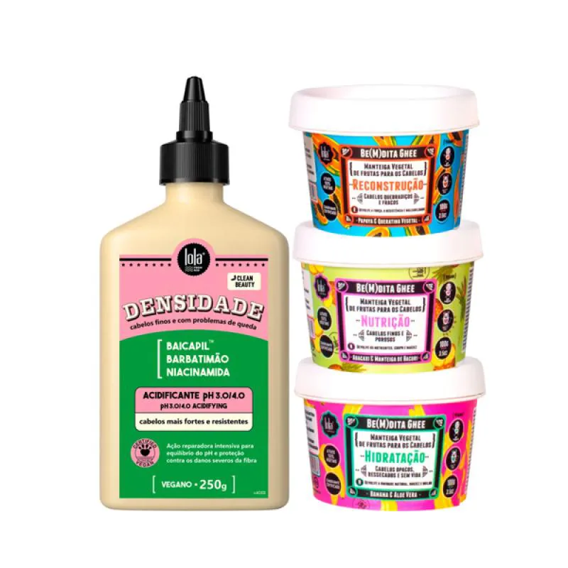 KIT LOLA DENSIDADE ACIDIFICANTE 250ML + BEMDITA GHEE CRONOGRAMA 3X 100ML