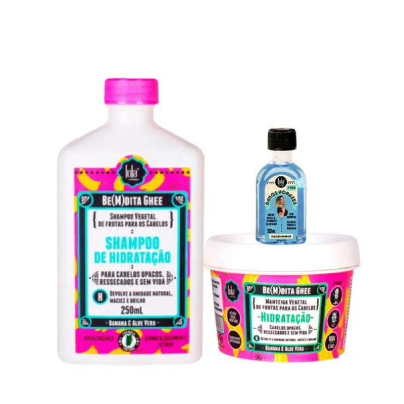 KIT LOLA BEMDITA GHEE HIDRATAçãO SH 250ML + MASC 100ML + DANOS VORAZES ÓLEO 50ML