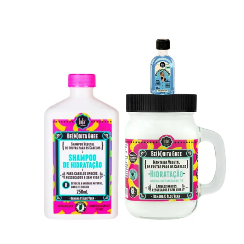 KIT LOLA BEMDITA GHEE HIDRATAçãO SH 250ML + MASC 350ML + DANOS VORAZES ÓLEO 50ML