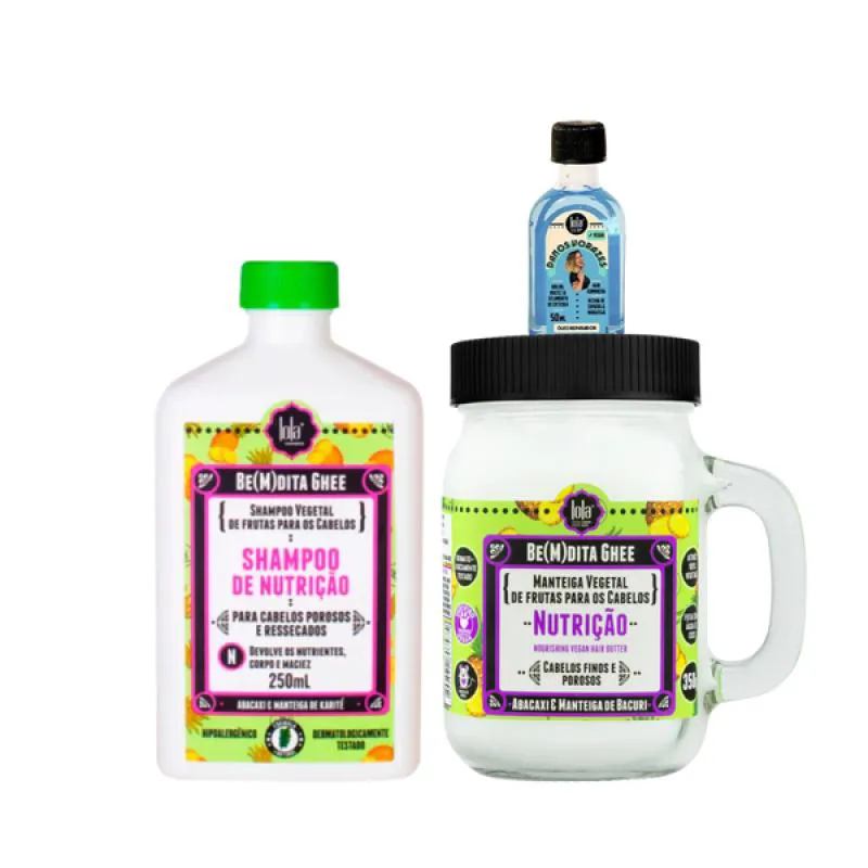 KIT LOLA BEMDITA GHEE NUTRIçãO SH 250ML + MASC 350ML + DANOS VORAZES ÓLEO 50ML