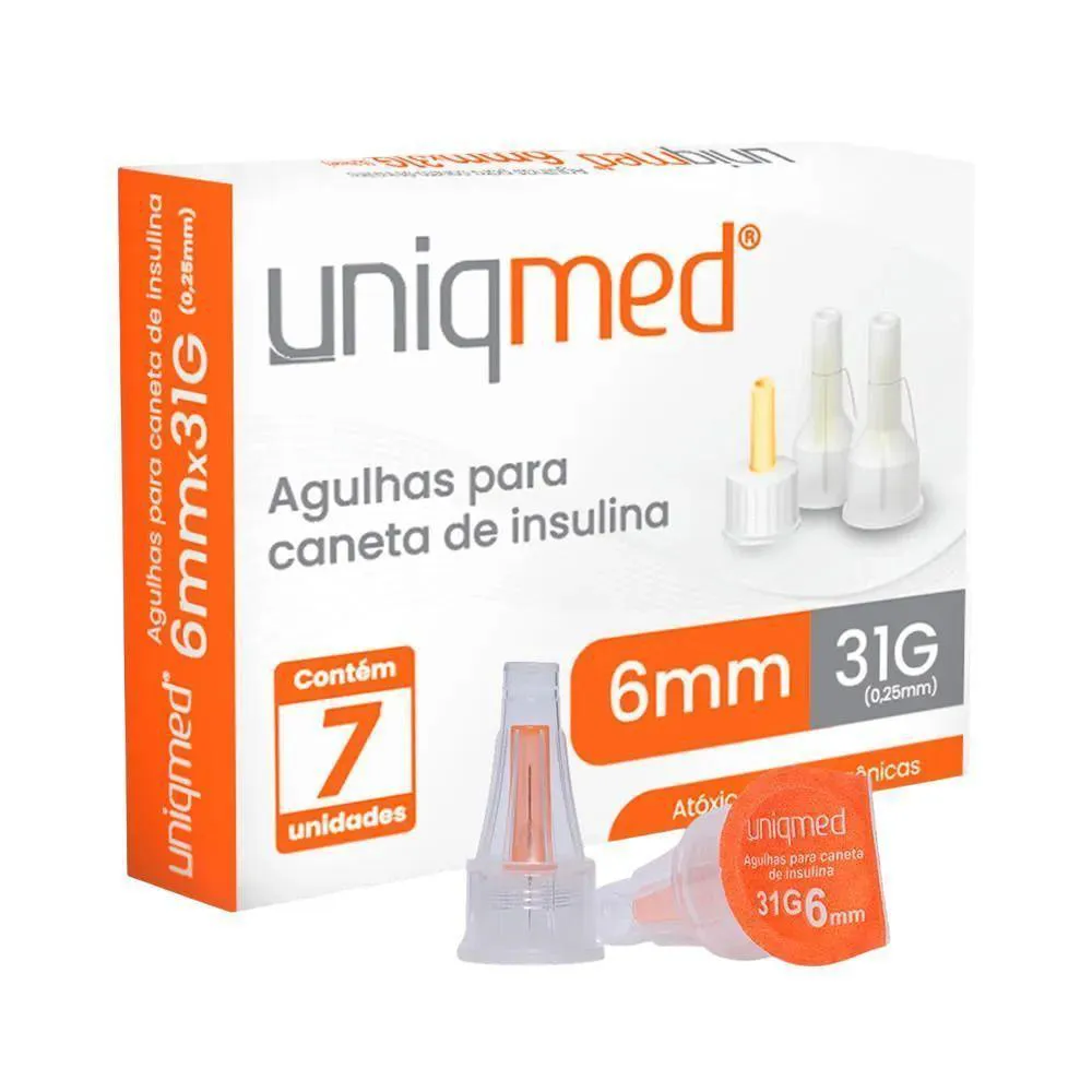 AGULHAS PARA CANETA DE INSULINA UNIQMED 6MM 7 UNIDADES