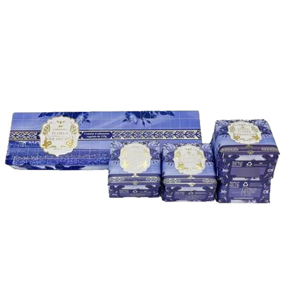 ESTOJO DE SABONETES FLORES BRANCAS 4UN. 115G CADA MADRESSENZA