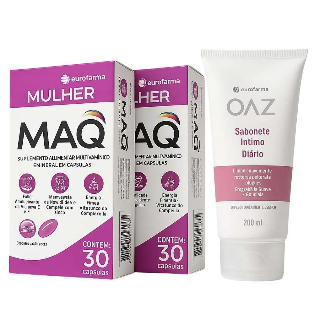 KIT 2 MAQ MULHER 30 CáPSULAS + SABONETE ÍNTIMO DIáRIO OAZ 200ML