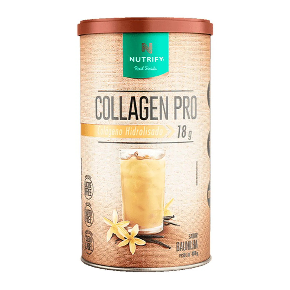 COLáGENO HIDROLISADO NUTRIFY COLLAGEN PRO BAUNILHA 450G
