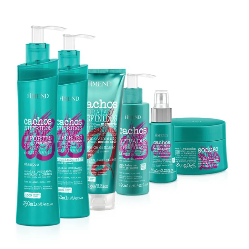 AMEND CACHOS SH + COND + MASC + ATIVADOR DE CACHOS + LEAVE-IN CACHEADO + ÓLEO MULTIFUNCIONAL 60ML