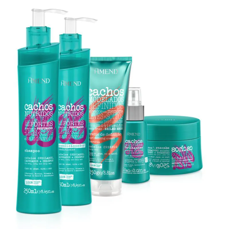 AMEND CACHOS SH 250ML + COND 250ML + MASC 250ML + LEAVE-IN CRESPO 250ML + ÓLEO MULTIFUNCIONAL 60ML