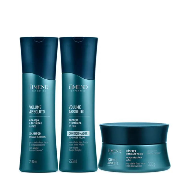 AMEND VOLUME ABSOLUTO SHAMPOO 250ML + CONDICIONADOR 250ML + MáSCARA 300ML