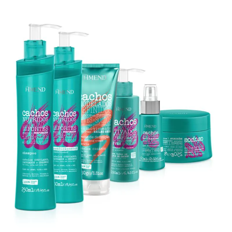 AMEND CACHOS SH + COND + MASC + ATIVADOR DE CACHOS + LEAVE-IN CRESPO + ÓLEO MULTIFUNCIONAL 60ML