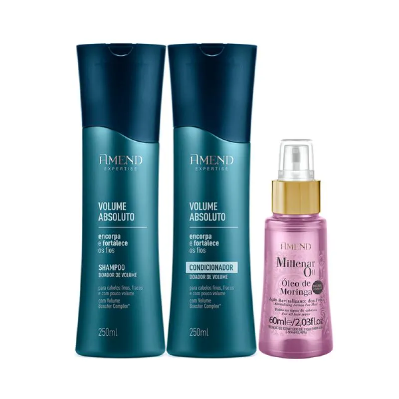 AMEND VOLUME ABSOLUTO SHAMPOO 250ML + CONDICIONADOR 250ML + ÓLEO MORINGA 60ML