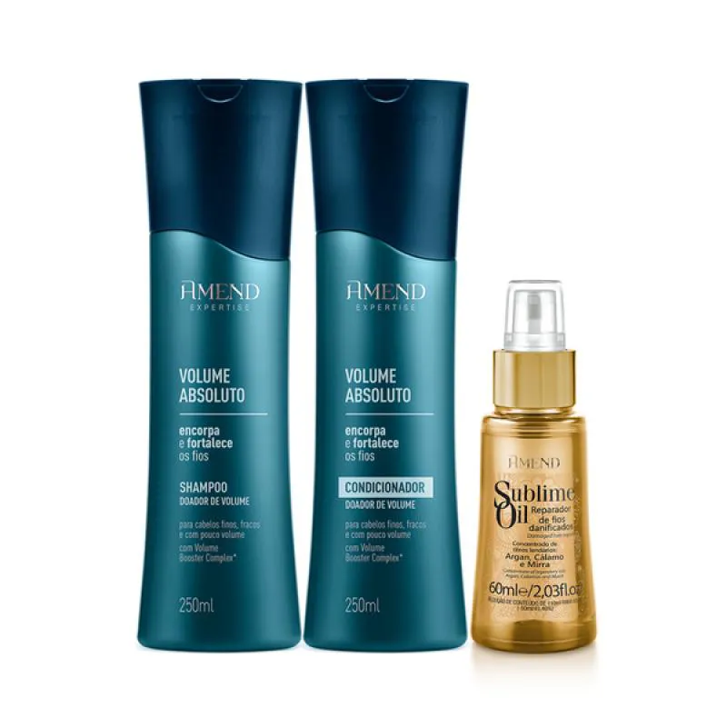 AMEND VOLUME ABSOLUTO SHAMPOO 250ML + CONDICIONADOR 250ML + ÓLEO SUBLIME 60ML