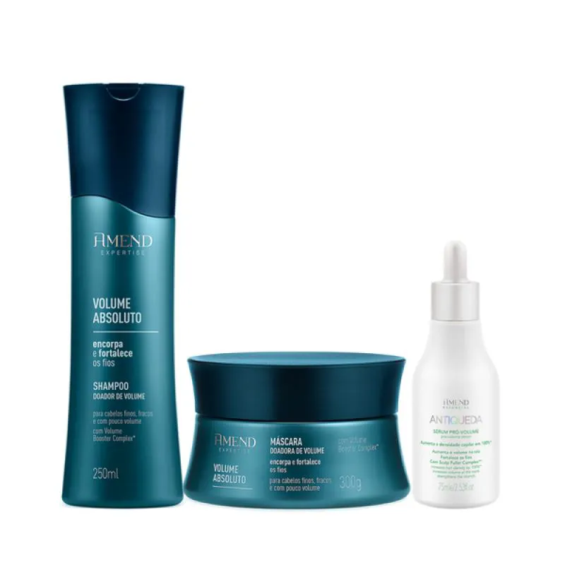 AMEND VOLUME ABSOLUTO SHAMPOO 250ML + MáSCARA 300ML + SéRUM 75ML