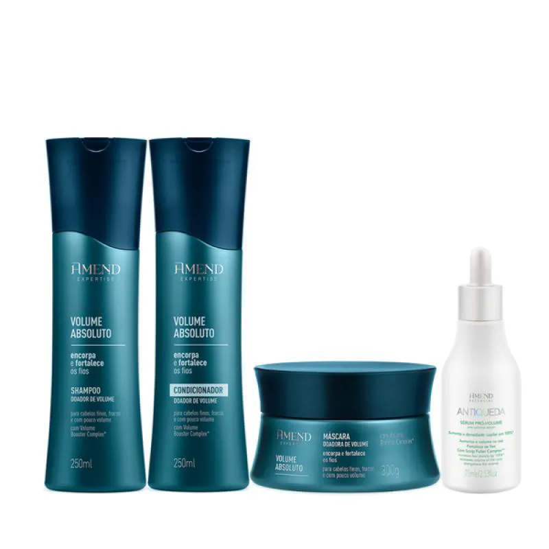 AMEND VOLUME ABSOLUTO SHAMPOO 250ML + CONDICIONADOR 250ML + MáSCARA 300ML + SéRUM 75ML