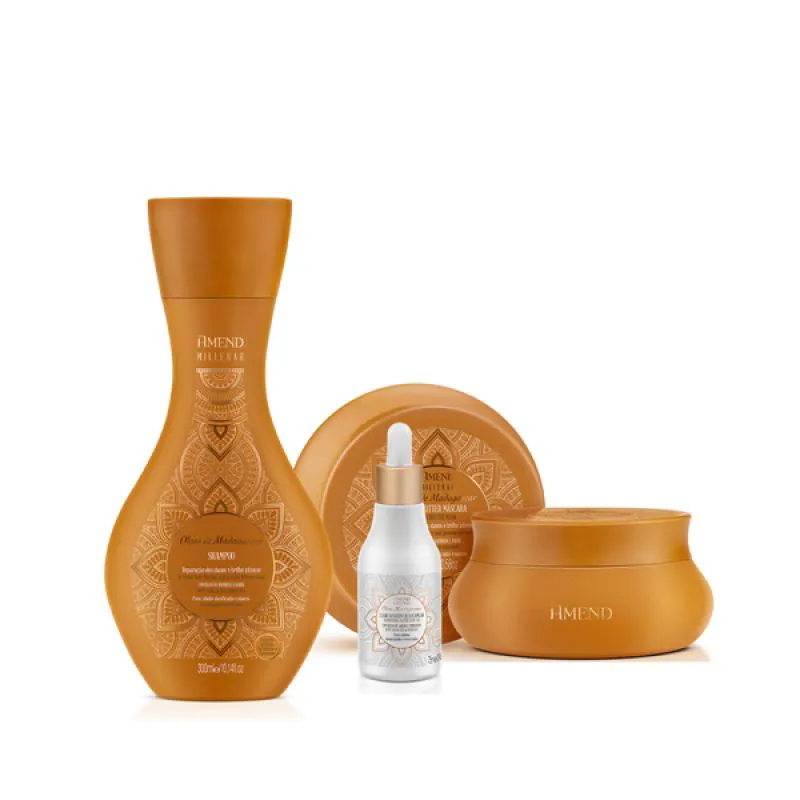 AMEND MILLENAR ÓLEOS DE MADAGASCAR SH 300ML + MASC 300ML + ÓLEO ELIXIR NUTRITIVO 75ML