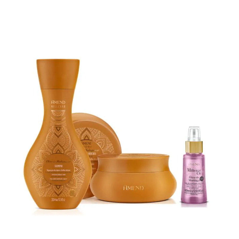 AMEND MILLENAR ÓLEOS DE MADAGASCAR SH 300ML + MASC 300ML + MILLENAR OIL MORINGA 60ML