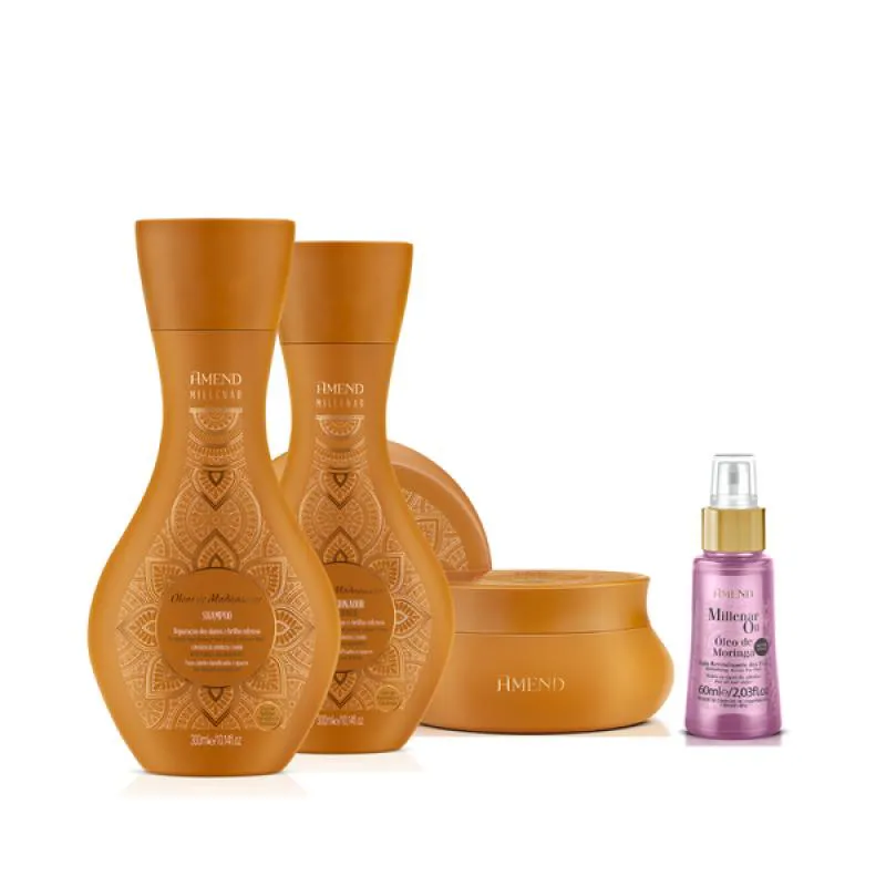AMEND MILLENAR ÓLEOS DE MADAGASCAR SH 300ML + COND 300ML + MASC 300ML + MILLENAR OIL MORINGA 60ML