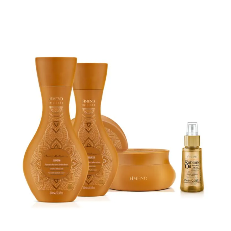 AMEND MILLENAR ÓLEOS DE MADAGASCAR SH 300ML + COND 300ML + MASC 300ML + SUBLIME OIL 60ML