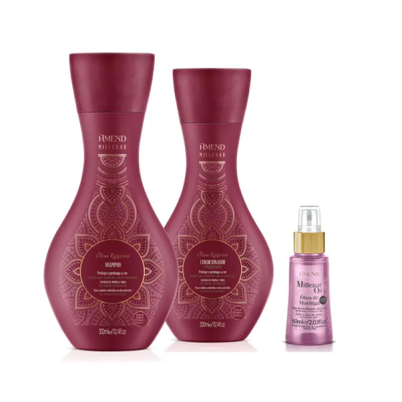 AMEND MILLENAR ÓLEOS EGíPCIOS SH 300ML + COND 300ML + MILLENAR OIL MORINGA 60ML