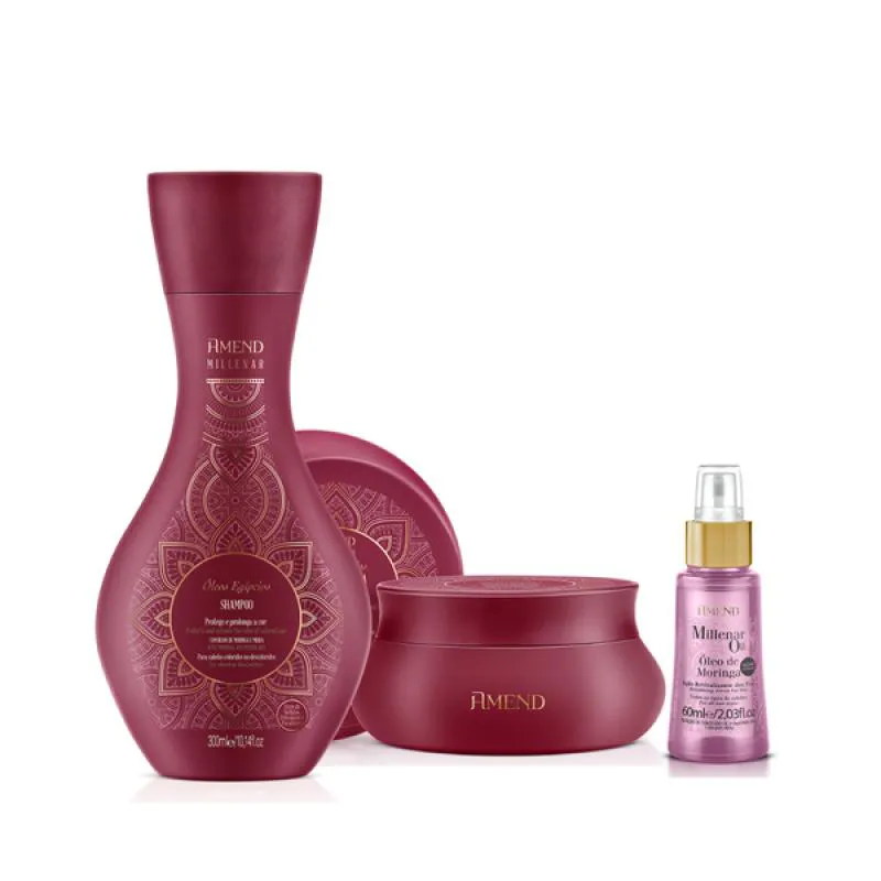 AMEND MILLENAR ÓLEOS EGíPCIOS SH 300ML + MASC 300ML + MILLENAR OIL MORINGA 60ML