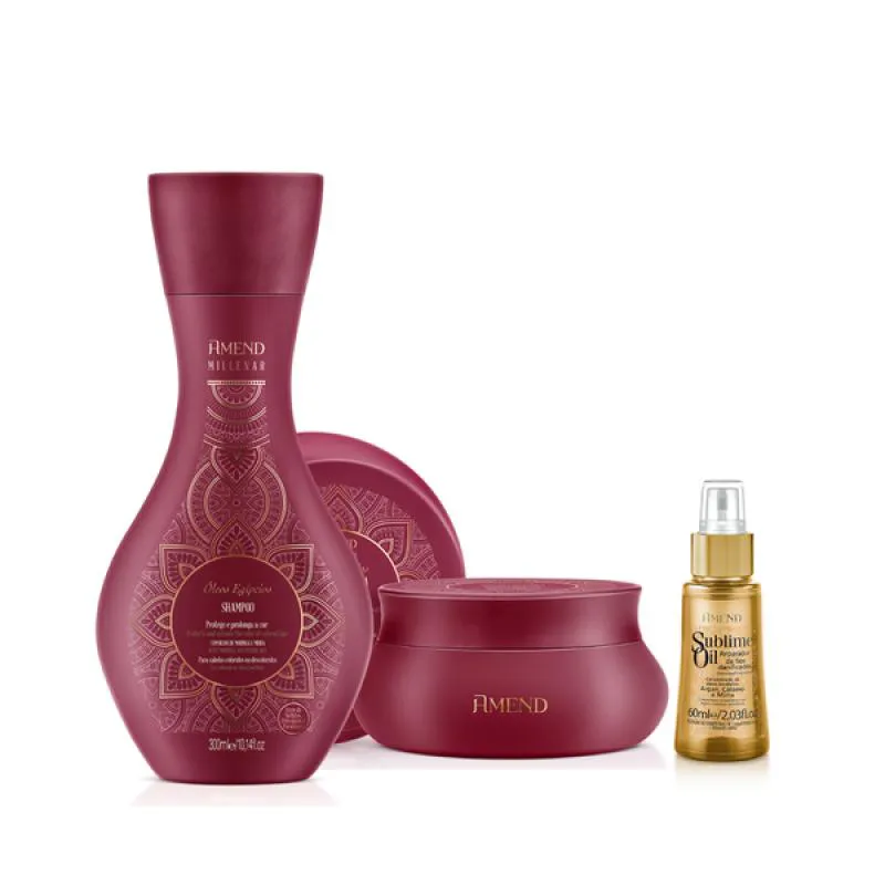 AMEND MILLENAR ÓLEOS EGíPCIOS SH 300ML + MASC 300ML + SUBLIME OIL 60ML