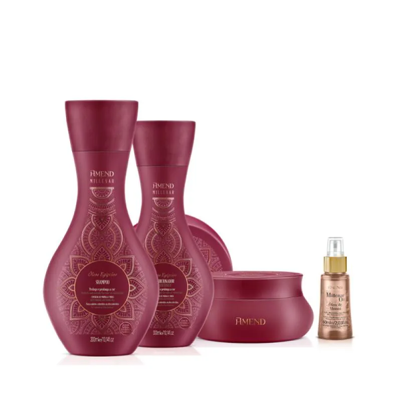 AMEND MILLENAR ÓLEOS EGíPCIOS SH 300ML + COND 300ML + MASC 300ML + MILLENAR OIL MONóI 60ML