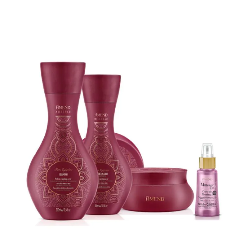AMEND MILLENAR ÓLEOS EGíPCIOS SH 300ML + COND 300ML + MASC 300ML + MILLENAR OIL MORINGA 60ML