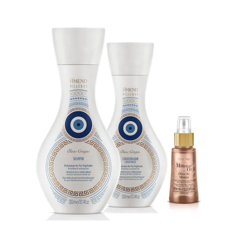 AMEND MILLENAR ÓLEOS GREGOS SH 300ML + COND 300ML + MILLENAR OIL MONóI 60ML
