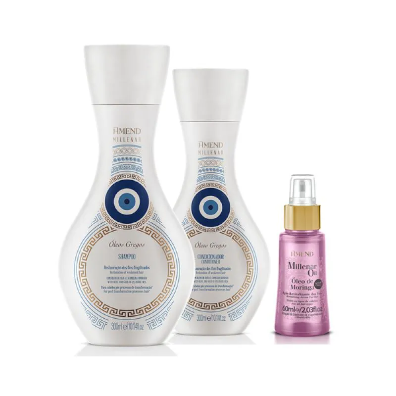 AMEND MILLENAR ÓLEOS GREGOS SH 300ML + COND 300ML + MILLENAR OIL MORINGA 60ML