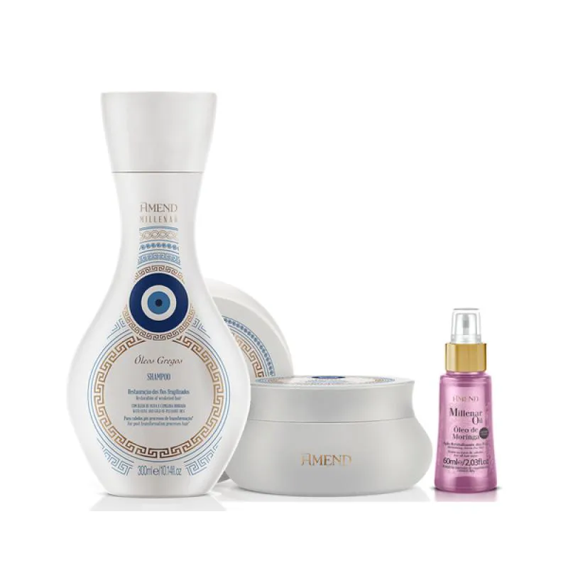 AMEND MILLENAR ÓLEOS GREGOS SH 300ML + MASC 300ML + MILLENAR OIL MORINGA 60ML