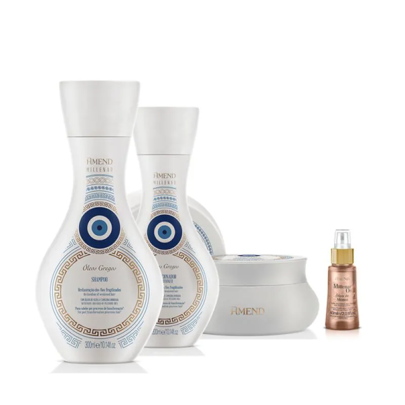 AMEND MILLENAR ÓLEOS GREGOS SH 300ML + COND 300ML + MASC 300ML + MILLENAR OIL MONóI 60ML