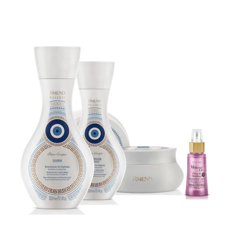 AMEND MILLENAR ÓLEOS GREGOS SH 300ML + COND 300ML + MASC 300ML + MILLENAR OIL MORINGA 60ML