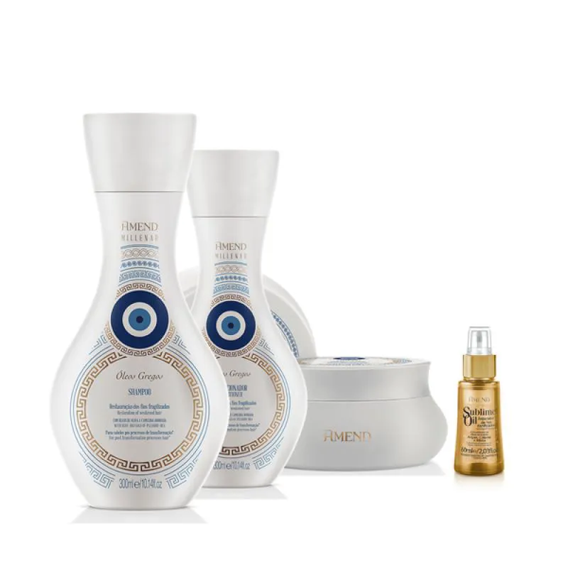 AMEND MILLENAR ÓLEOS GREGOS SH 300ML + COND 300ML + MASC 300ML + SUBLIME OIL 60ML