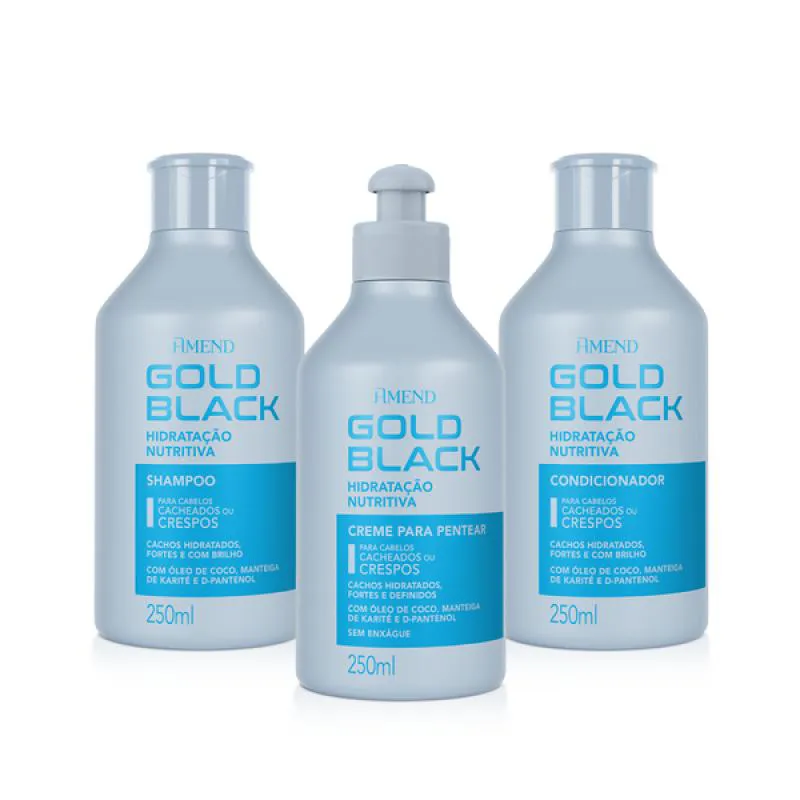 AMEND GOLD BLACK HIDRATAçãO NUTRITIVA SH 250ML + COND 250ML + CPP 250ML