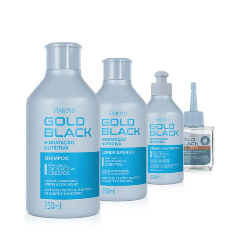 AMEND GOLD BLACK HIDRATAçãO NUTRITIVA SH 250ML + COND 250ML + CPP 250ML + ÓLEO 30ML