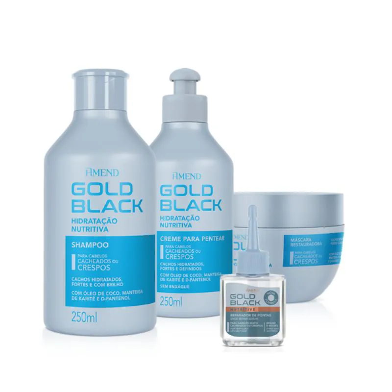 AMEND GOLD BLACK HIDRATAçãO NUTRITIVA SH 250ML + MASC 250ML + CPP 250ML + ÓLEO 30ML
