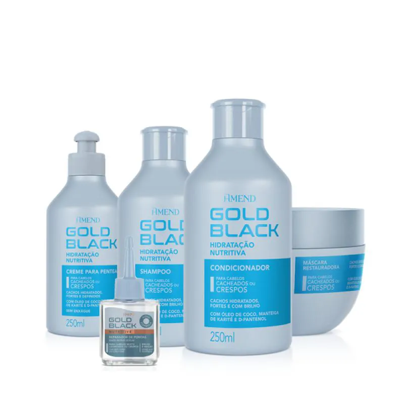 AMEND GOLD BLACK HIDRATAçãO NUTRITIVA SH 250ML + COND 250ML + MASC 250ML + CPP 250ML + ÓLEO 30ML