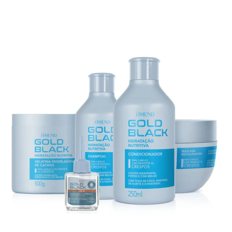 AMEND GOLD BLACK HIDRATAçãO NUTRITIVA SH + COND + MASC + GELATINA + ÓLEO 30ML
