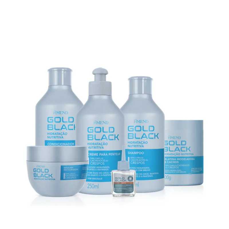 AMEND GOLD BLACK HIDRATAçãO NUTRITIVA SH + COND + MASC + CPP + GELATINA + ÓLEO 30ML